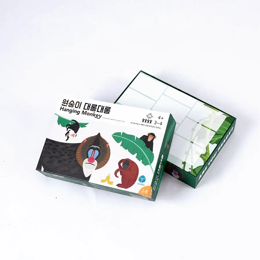 デザインゲームボックス付きの売れ筋PpaerとWodenカスタム印刷ハンギングモンキーボラッドゲーム