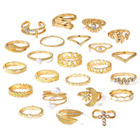 10er-Set 18K vergoldete Ringe für Damen – Zierliche Knöchelringe, anlaufbeständig, schlichte Daumen-Stapelringe, Größe 7