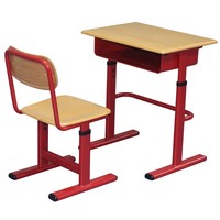Ensemble chaise et bureau d'étudiant simple économique, hauteur réglable, 1 tiroir, design moderne, structure en acier, plateau en bois, garantie 5 ans pour salles de classe et écoles