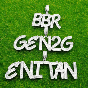 <span class=keywords><strong>Nome</strong></span> personalizzato e numero ciondolo Baguette <span class=keywords><strong>con</strong></span> placcatura in oro da uomo Hip Hop gioielli Rock collana catena Zirconia Charm - Product Image 2