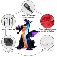 Dragon gonflable d'extérieur à deux têtes de 21 mètres pour Halloween, modèle en polyester avec éclairage LED, décoration de pelouse, modèle 22293 CN
