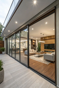 Porta Scorrevole Moderna in Lega di Alluminio ad Alta Efficienza Energetica per Camera da Letto e Uso Esterno, Binario Singolo/Doppio Molto Stretto, Sistema Push-pull - Product Image 4