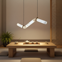 Lámpara de Techo LED de Estilo Minimalista para Decoración Residencial, Sala de Estar, Comedor, de Mármol y Cobre, para Techos Altos