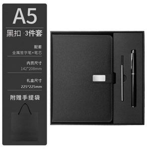 Carnet de notes A5 en cuir rechargeable, journal de luxe, ensemble cadeau d'entreprise avec stylo – Articles promotionnels de luxe en gros - Product Image 1