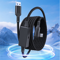 Jaket nilon 16 kaki USB tipe C, kabel Tautan okular untuk Meta Quest 3s untuk Quest 3 untuk Quest 2/Pro Pico 4 PC VR uap
