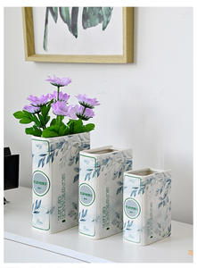 装饰陶瓷书形花瓶-现代瓷器定制标志和家居装饰花卉 - Product Image 2