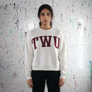 เสื้อสเวตเชิ้ต TWU สีเทาอมชมพู ซิป ปักลาย 100% ผ้าฝ้าย สำหรับฤดูหนาว สไตล์วินเทจ แฟชั่นไฮสตรีท เส้นด้ายคุณภาพสูง - Product Image 1