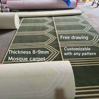 Rouleau de tapis de prière musulman épais de haute qualité touffeté et pile coupée pour un usage domestique pour mosquée et usine d'hôtel mur mural en gros