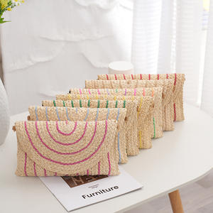 Bolso de Mano de Paja Tejido a Mano para Mujer, Bolso Tipo Sobre Bohemio para la Playa con Correa Cruzada Desmontable, Cartera Tejida de Moda de Verano - Product Image 1