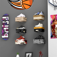 Estantes de zapatillas de deporte de acrílico transparente montados en la pared Soporte de estante de exhibición de zapatos levitantes