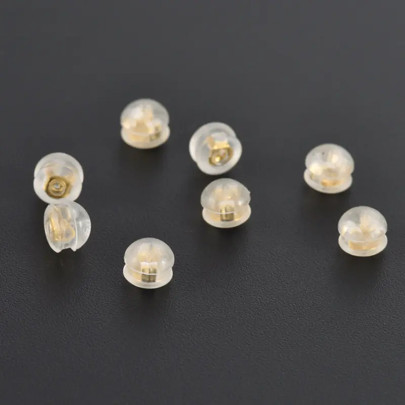 Stainless Steel Hamburger Shape Clear Resin Stud Earring Beads Cap Gold Plated Ear Studs Stoppers For Jewelry Making Accessories
