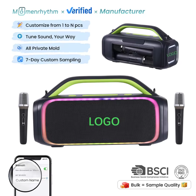 Speaker Portable Wireless Outdoor Waterproof for Home Shower Partybox with Two Microphones Can Be Customized
