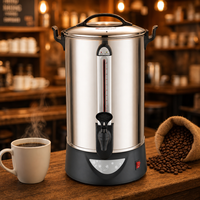 Urne à café électrique commerciale en acier inoxydable, capacité 140 tasses, contrôle mécanique de la température, arrêt automatique, protection contre l'ébullition à sec