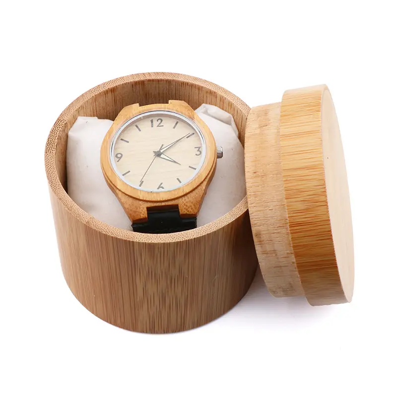 Reloj de madera de bambú para hombre, de cuarzo japonés