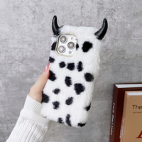 Coque de téléphone pour iPhone 14 15 pro max avec motif de vache et cornes de vache antichoc
