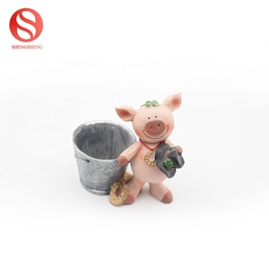 Polyresin arte personalizado regalo encantador chico con suerte cerdo estatua deco resina cerdo figuras - Product Image 6