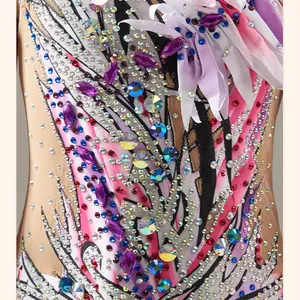 Wholesale custom design Tumbling Gymnastics girls Artistic Gymnastics Crystals sublimation Kids Rhythmic Gymnastics leotards