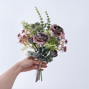 Bouquet de fleurs artificielles CallaFloral, rose en tissu tissé plastique, décoration de mariage et de maison CF01461 - Product Image 2