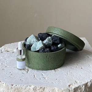 Parfum de maison nordique béton ciment conteneur vide bougies navires aromathérapie pierre bougie pot avec couvercle - Product Image 1