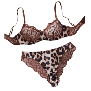 Ensemble <span class=keywords><strong>de</strong></span> soutien-gorge push-up en dentelle florale à imprimé léopard marron, bretelles réglables, doux et respirant, lingerie sexy pour femmes - Product Image 5