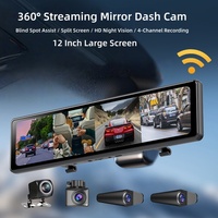 Caméra embarquée 4K HD à écran complet de 12 pouces, 4 canaux, vision nocturne, WIFI, DVR de voiture avec caméra de recul