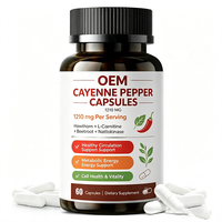 Capsules de piment de Cayenne 1210 mg avec aubépine, L-Carnitine, betterave et Nattokinase 60