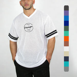 T-shirt de sport pour homme en polyester 100% à séchage rapide, col en V, surdimensionné, personnalisé par sublimation, de haute qualité, pour la gym et le fitness - Product Image 1