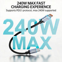 Kabel Pendek 20CM PD3.1 Tipe-C Magnetik Anyaman Kepang 240W dengan Chip E Marker untuk Pengisian Cepat iPhone, Tablet, Laptop