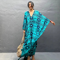2025 nouveau Style Viscose coton femmes Robe avec cordon longue Robe ample impression Bikini couvrir Maxi caftan pour les femmes