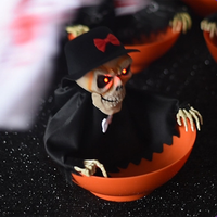 Décoration d'Halloween animatronique pour maison hantée : Crâne effrayant hurlant, porte-sucreries, bol à bonbons, fantôme, à piles, en tissu et PP