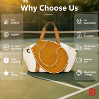 Sac de tennis avec poche, rayures crème-moutarde, en toile, cordon de serrage latéral, poignées robustes, pour pickleball, logo personnalisé, OEM, ODM