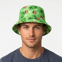 Casquette Bob Personnalisée avec Impression Pixel Art Vert Néon Motif Gamer Été Unisexe Streetwear Vente en Gros Logo Brodé