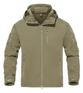 Herren Outdoor Soft shell Kapuzen Fleece Jacken Wasserdichte atmungsaktive Wander jacke mit Reiß verschluss taschen für Männer