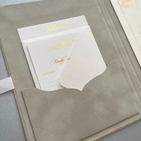Ensemble d'invitations de mariage personnalisées en velours de luxe, cartes en acrylique haut de gamme avec RSVP personnalisé et enveloppes à sceau de cire