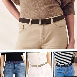 Cinturón elástico <span class=keywords><strong>Invisible</strong></span> para mujer, cinturón elástico ajustable para mujer, cinturón de cintura <span class=keywords><strong>invisible</strong></span> con hebilla plana para pantalones, vestidos Vaqueros - Product Image 4