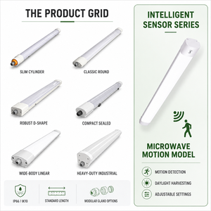 Luminaire LED intelligent à détecteur de mouvement, étanche, allumage/extinction automatique, pour garage, lumière linéaire LED AC220-240V, type batten - Product Image 2