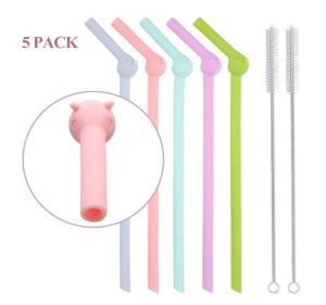 Reusable Silicone <b>Straws</b> Piggy Shape Funny <b>Drinking</b> <b>Straws</b> - Product Image 1
