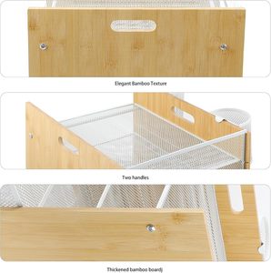 מגש אותיות מתכת במבוק עם ידית ידית A4 רשת שולחן תיק מארגן עם מחזיק עט מגירה 4 מדף מחזיק מעמד נייר - Product Image 5