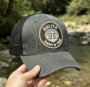 Custom Dark Green Washed <b>Trucker</b> Hat Patch Embroidery Mesh Baseball <b>Cap</b> Breathable Snapback <b>for</b> <b>Men</b> Women Streetwear - Product Image 6