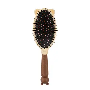 Cute Style Plastic Curly Brush Hair Brush Scalp Massage Comb Set With Bear Mirror