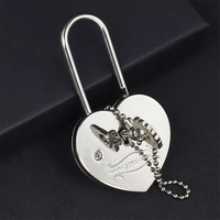 Ensemble de cadenas en forme de cœur avec clé assortie, finition émaillée, pour cadeaux romantiques et souvenirs de mariage