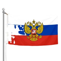 Drapeau de la Russie 90x150cm (3x5ft) avec Aigle à Deux Têtes et Armoiries, Impression Personnalisée, Vente en Gros OEM/ODM