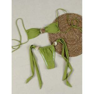 Vente en gros et dropshipping : Nouveau maillot de bain bikini sexy et mignon à bande bleue en métal, collection 2025, idéal pour les soirées - Product Image 5