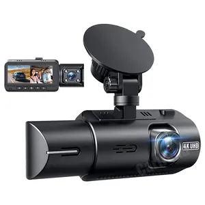 La migliore vendita di 2 obiettivi fotocamera cruscotto Dual 180 gradi Dvr registratore di veicoli 4K anteriore e posteriore Dash Cam telecamera per auto per auto