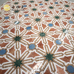 Mármol Rosso Alicante y Azul Macaubas, azulejos de mosaico con patrón personalizado para decoración de interiores - Product Image 4