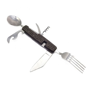 Gadgets de cuisine 6 en 1, ensemble de couverts de camp pliants à manche vert avec <span class=keywords><strong>fourchette</strong></span>, <span class=keywords><strong>couteau</strong></span>, ouvre-cuillère - Product Image 1