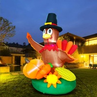 Décoration de jardin extérieure de Thanksgiving en gros pour usines : Jouet gonflable en forme de dinde de dessin animé pour les fêtes de patio