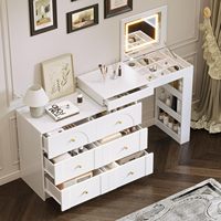 Table de toilette moderne en gros avec plateau rabattable, bureau de maquillage à 7 tiroirs avec étagères de rangement, coiffeuse, mobilier de chambre