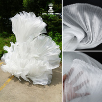 Tissu Organza Plissé Brillant Texturé Fait Main, Tulle Plissé Brillant pour Mariage, Événement, Scène, Présentation, Doublure Parfaite