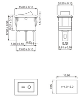 Mini interrupteur AC 2 broches 3A 250V 6A 125VAC 10x15mm Rouge ON-OFF Interrupteur à bascule KCD1-11 10*15mm KCD11